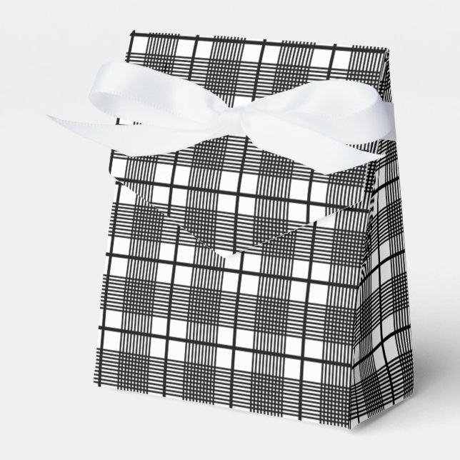 Black and White Thin Glen Plaid Pattern  Favour Box (Front Side)
