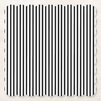 Black and White Thin Pinstripe Paper Coaster