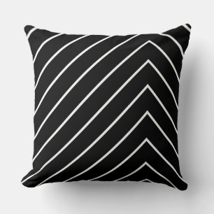 Black and White Thin Zig Zag Lines Cushion