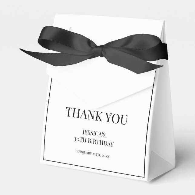 Black and White Thirty Chic 30th Birthday Party Favour Box (Front Side)