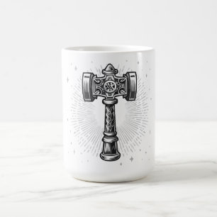 Black and white Thor's Hammer Mjolnir Coffee Mug