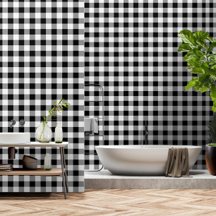 Black And White Three Inch Wide Buffalo Plaid Wallpaper