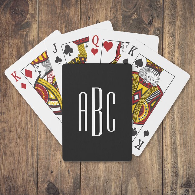 Black and White Three Letter Monogram Playing Cards (Creator Uploaded)
