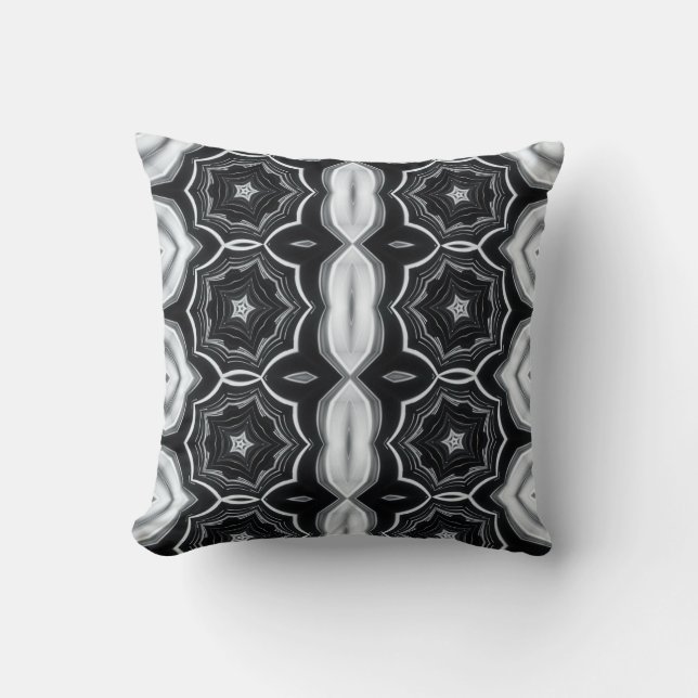 Black and white throw pillow geometric star (Front)