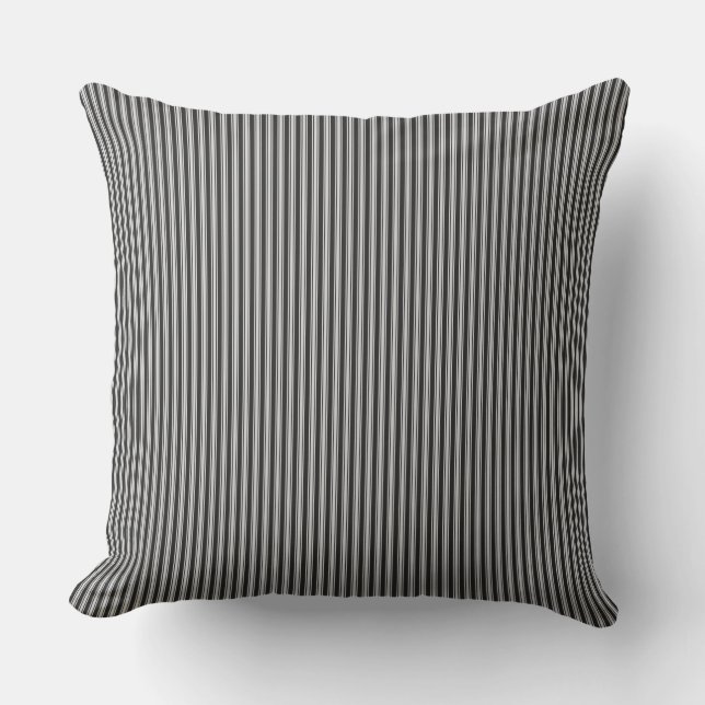 Black and White Ticking Stripe Cushion (Front)