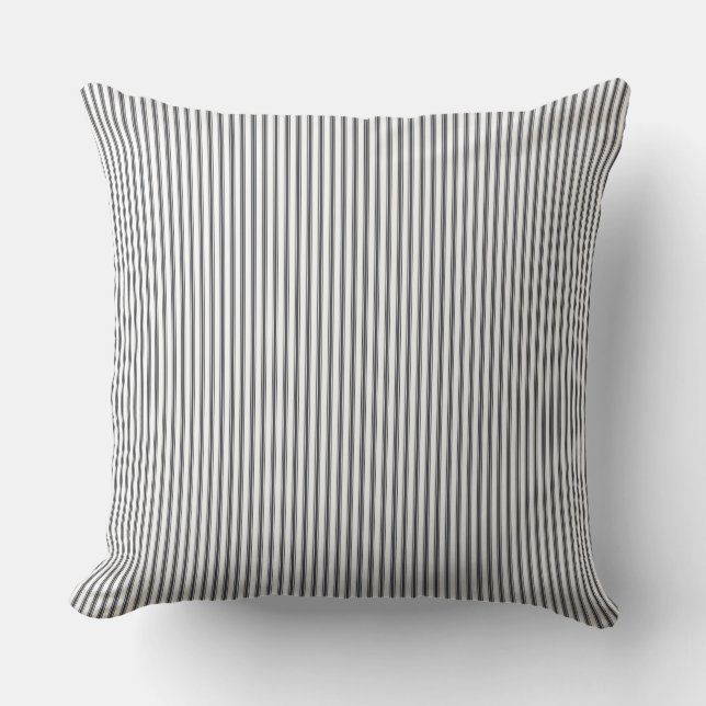 Black and White Ticking Stripe Cushion (Front)
