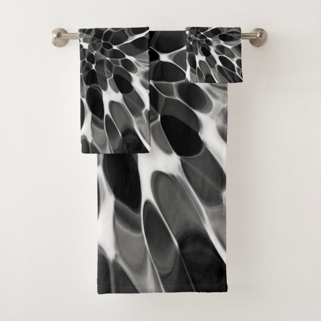 Black and White Tie-dye Bath Towel Set (Insitu)