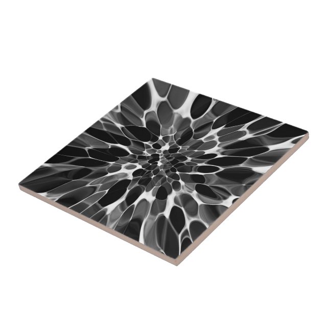 Black and white Tie-dye Ceramic Tile (Side)
