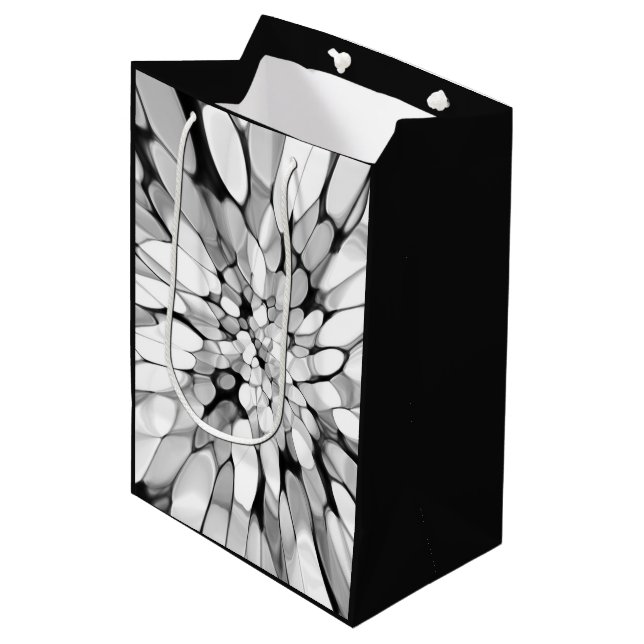 Black and White Tie-dye  Medium Gift Bag (Front Angled)