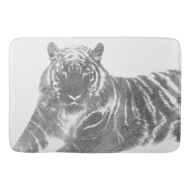 Black and White Tiger Bath Mat (Front)
