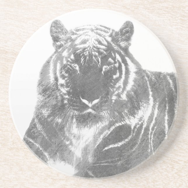 Black and White Tiger Coaster (Front)