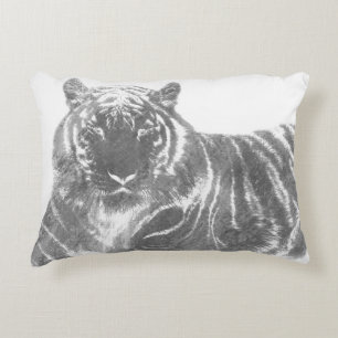 Black and White Tiger Decorative Cushion