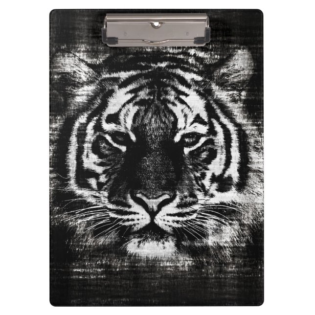 Black and White Tiger Face #2 Clipboard (Front)
