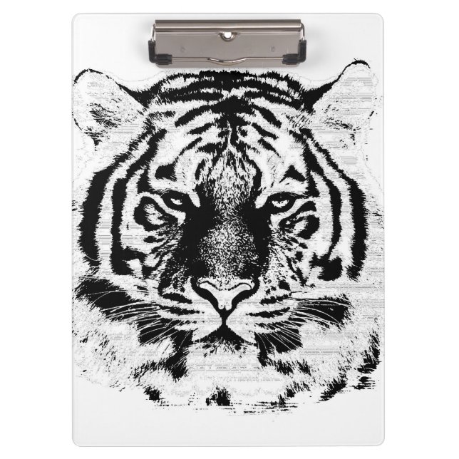 Black and White Tiger Face Clipboard (Front)