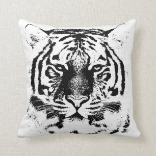 Black and White Tiger Face Cushion