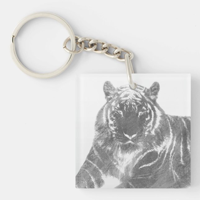 Black and White Tiger Key Ring (Front)