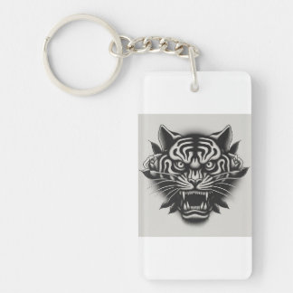 Black and white tiger key ring