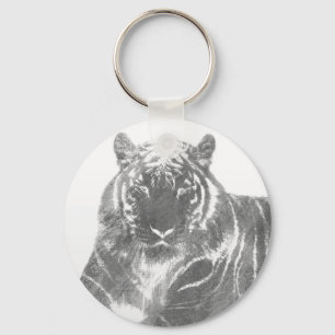 Black and White Tiger Key Ring