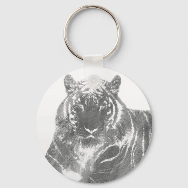 Black and White Tiger Key Ring (Front)