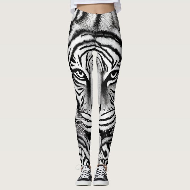 Black and White Tiger Leggings (Front)