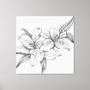 Black and White Tiger Lily Canvas Print