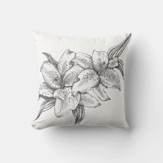 Black and White Tiger Lily Cushion