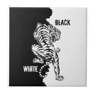 Black and white tiger luggage tag trifold wallet l ceramic tile