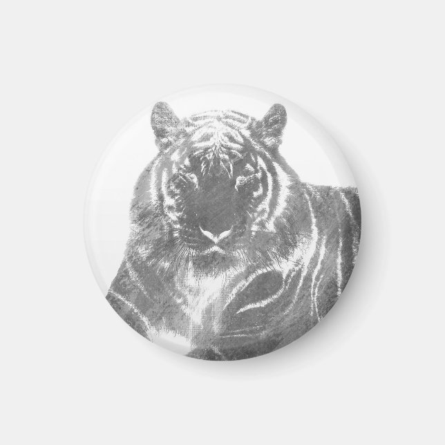 Black and White Tiger Magnet (Front)