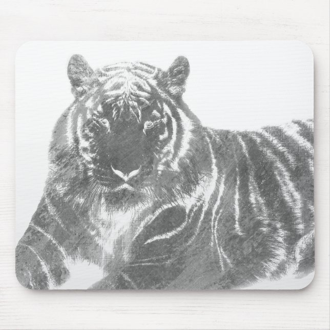 Black and White Tiger Mouse Pad (Front)