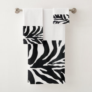 Black and White  Tiger Print Bathroom Towel Set