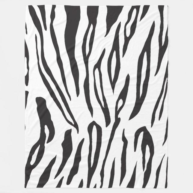 Black and White Tiger Print Fleece Blanket (Front)