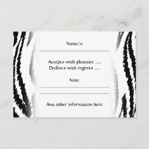 Black and White Tiger Print. Tiger Pattern. RSVP Card