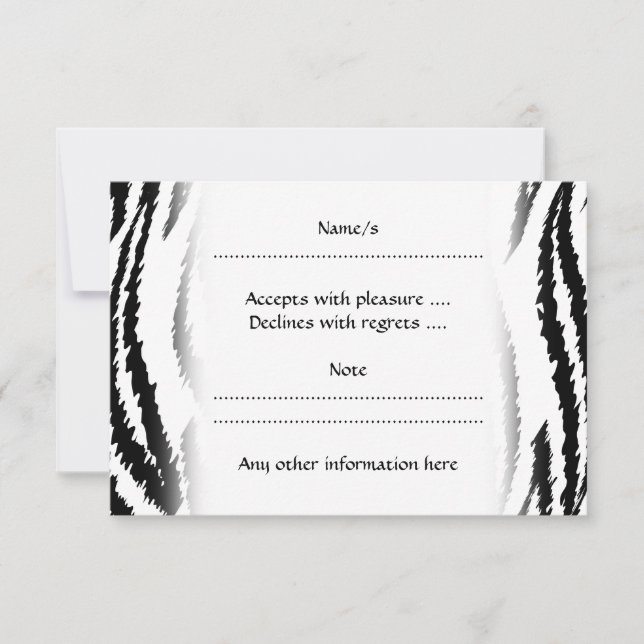 Black and White Tiger Print. Tiger Pattern. RSVP Card (Front)