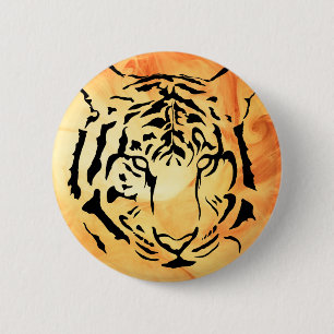 Black and White Tiger Silhouette 6 Cm Round Badge