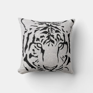 Black and White Tiger Silhouette Cushion