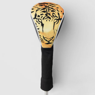 Black and White Tiger Silhouette Golf Head Cover