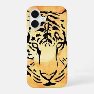 Black and White Tiger Silhouette iPhone 16 Case