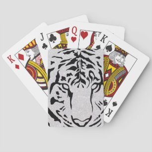 Black and White Tiger Silhouette Playing Cards