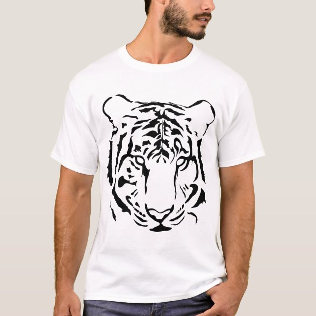 Black and White Tiger Silhouette T-Shirt (Front)
