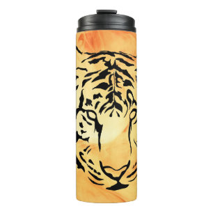Black and White Tiger Silhouette Thermal Tumbler