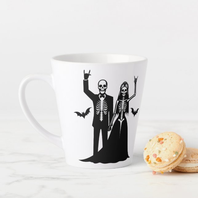 Black and White Til Death Latte Mug (In Situ)