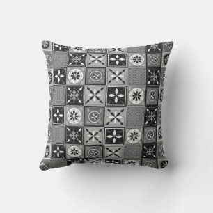Black and white tile pattern cushion