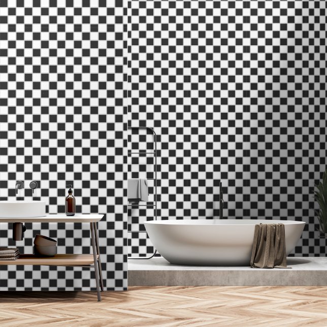 Black and White Tile Wallpaper (Bathroom)