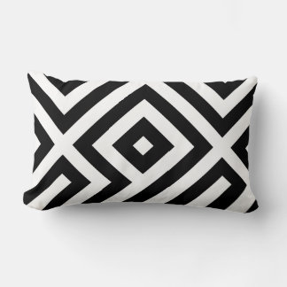 Black and white tiled pattern lumbar cushion
