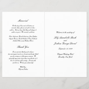 Black and White Timeless Budget Wedding Program Flyer