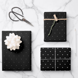 Black And White Tiny Pin & Polka Dots Wrapping Paper Sheet