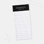 Black and White To Do List Magnetic Notepad<br><div class="desc">To do List Magnetic Notepad features custom name with custom text in white professional serif font style,  on black upper border,  on white background.</div>