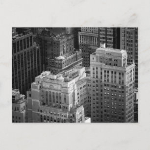 Black and White Tops of NYC Buildings Postcard