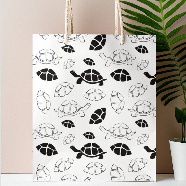 Black and White Tortoise Large Gift Bag (gift bag, birthday surprise gift bag, teddy bear gift bag, wine gift bag, travel bag, use and throw )