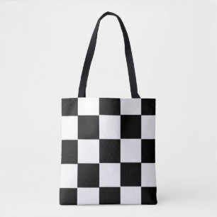 Black and White Tote Bag Large Chequerboard
